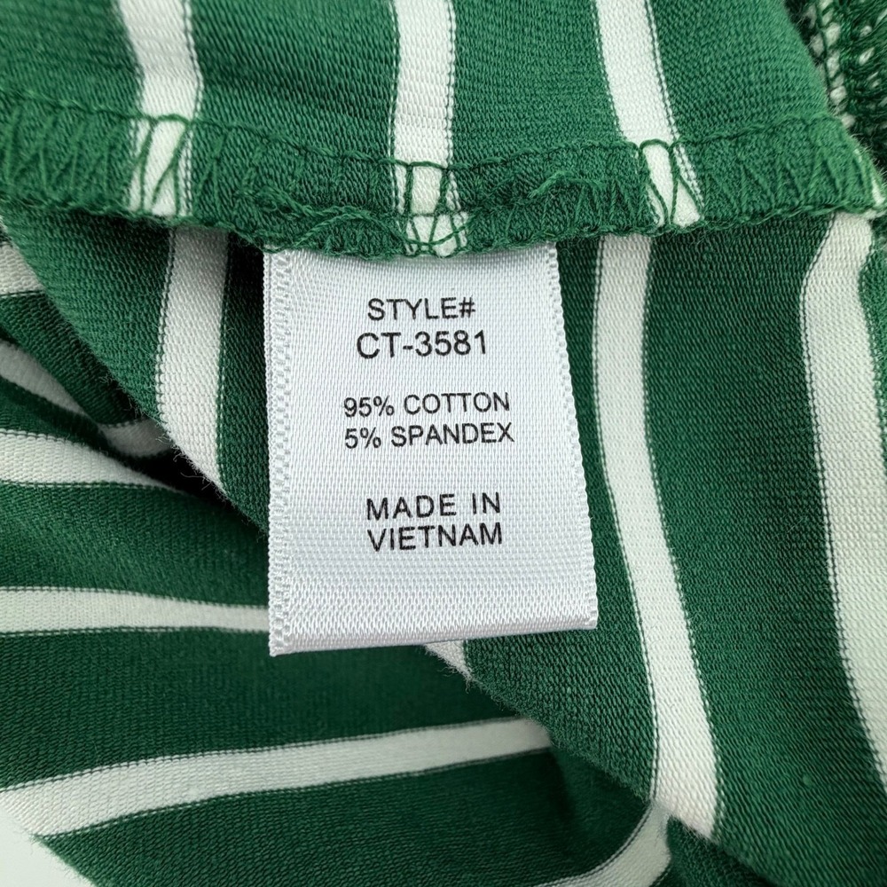 Cotton Zenana Women's Oversized Striped T Shirt Green White Short Sleeve 1X NWOT - Picture 7 of 9